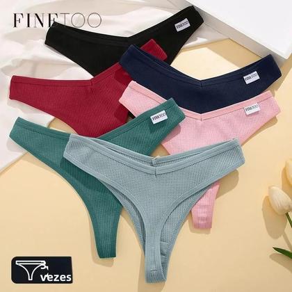 Imagem de Conjunto de 3 Tangas de Algodão Femininas - Confortáveis, Cintura Baixa e Estilo Waffle