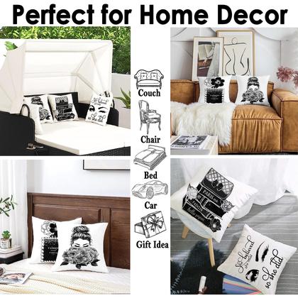 Imagem de Conjunto de 4 capas de travesseiro HSINYA, 45x45cm, preto e branco, moda