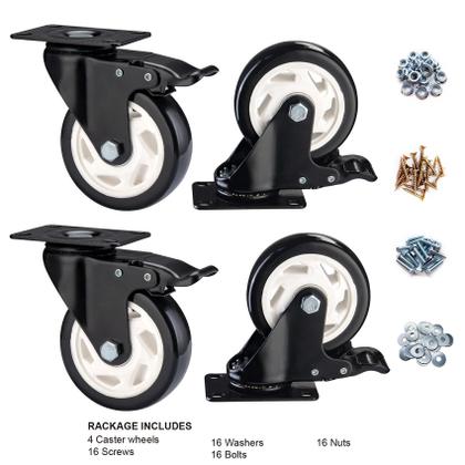 Imagem de Conjunto de 4 polegadas Caster Wheels CLOATFET Heavy Duty de 4 polegadas com freio