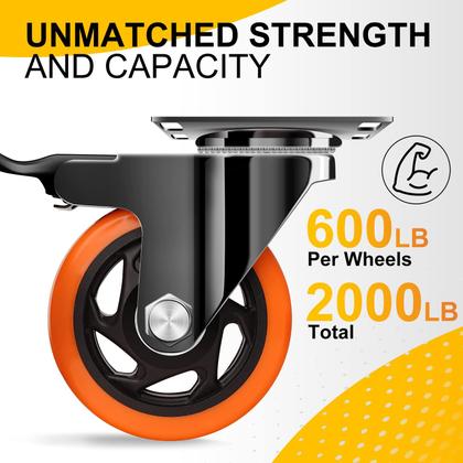 Imagem de Conjunto de 4 polegadas Caster Wheels QNCZ Heavy Duty de 4 polegadas para móveis