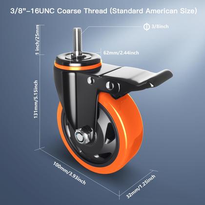 Imagem de Conjunto de 4 polegadas Caster Wheels WOZESEIK Heavy Duty de 4 polegadas para móveis