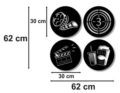 Imagem de Conjunto de 4 Quadros em MDF 6mm Vazado Cinema