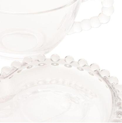 Imagem de Conjunto de 4 Xícaras C/ Pires Coração Em Cristal Pearl - Wolff (Cód.2765)