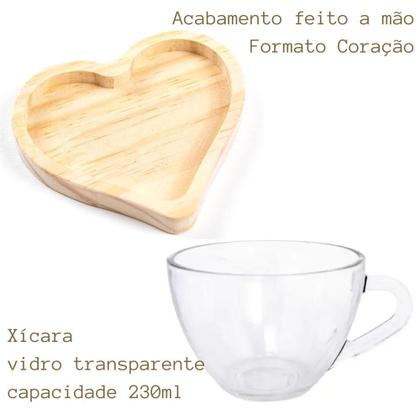 Imagem de Conjunto De 4 Xícaras Chá Com Pires Madeira 220ml