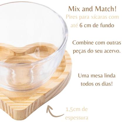 Imagem de Conjunto De 4 Xícaras Chá Com Pires Madeira 220ml
