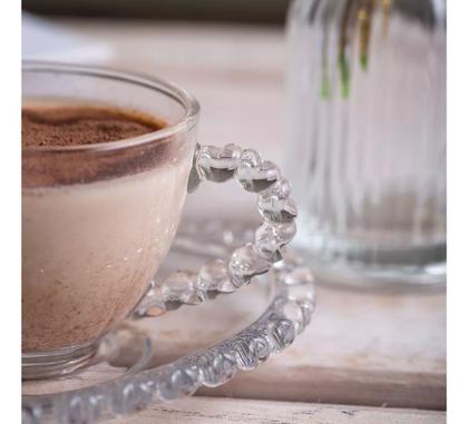 Imagem de Conjunto De 4 Xícaras E Pires De Coração Café Mesa Posta