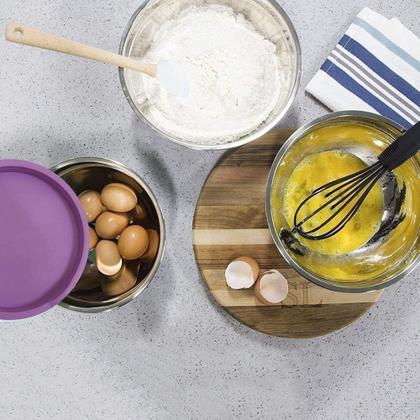 Imagem de Conjunto de 5 Bowls Tigelas de Inox Coloridos com Tampa Plástica Kit