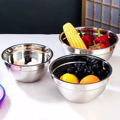 Imagem de Conjunto De 5 Bowls Tigelas De Inox Com Tampa Plástica Kit