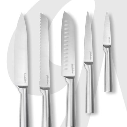 Imagem de Conjunto de 5 Facas Profissionais em Aço Inoxidável  Madalen  Corte Preciso, Design Sofisticado e Durabilidade Excepcional