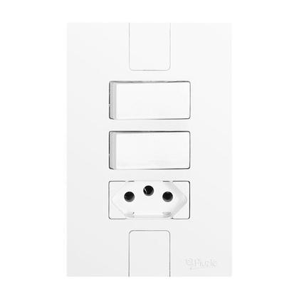 Imagem de Conjunto de 5 Interruptores de 2 Teclas Simples e Tomada 2p+t 20a , Modular, com Placa 4x2