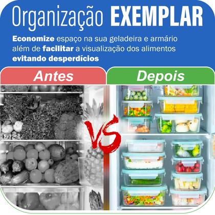 Imagem de Conjunto De 5 Lindos Potes De Vidro Hermético Para Mantimentos Marmita 370ml Com Tampa