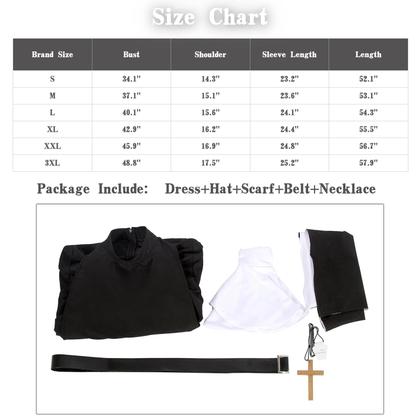 Imagem de Conjunto de 5 peças de Halloween Costume NSPSTT The Nun para mulheres e homens