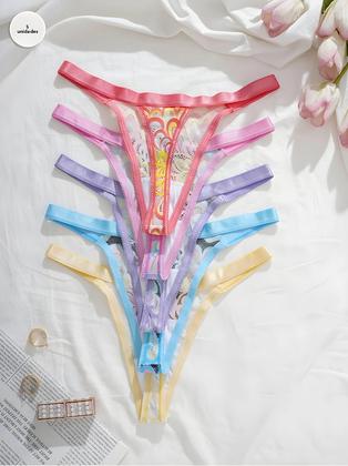 Imagem de Conjunto De 5 Tangas Sexy De Cores Misturadas Para Mulheres, Respirável E Macia