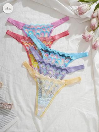 Imagem de Conjunto De 5 Tangas Sexy De Cores Misturadas Para Mulheres, Respirável E Macia