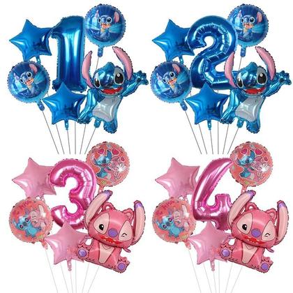 Imagem de Conjunto De 6 Balões De Festa De Aniversário Disney Lilo & Stitch De 30 Polegadas, Decorações Para