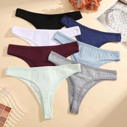 Imagem de Conjunto De 6 Calcinhas De Algodão Com Cintura Baixa Para Mulheres, Intimates Macios S-XL, G-String