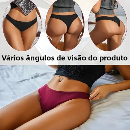 Imagem de Conjunto De 6 Calcinhas De Algodão Com Cintura Baixa Para Mulheres, Intimates Macios S-XL, G-String