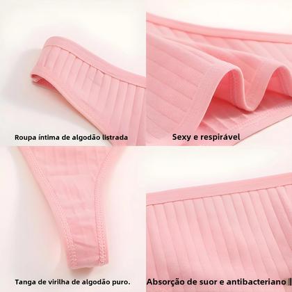 Imagem de Conjunto de 6 Calcinhas Fio Dental de Algodão - Lingerie Sexy Feminina