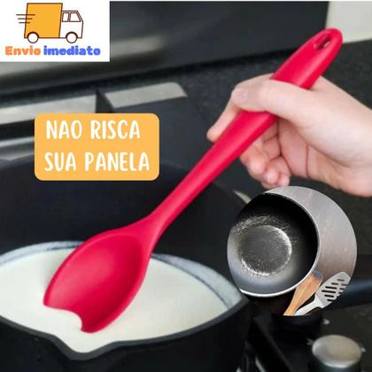 Imagem de Conjunto de 6 Colher de Arroz 100% Silicone com 27cm  para Casa Cozinha Buffet Restaurante