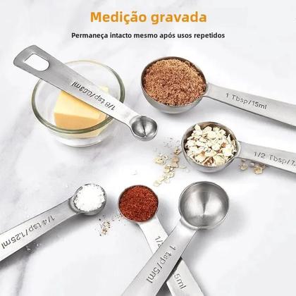 Imagem de Conjunto de 6 Colheres de Medição em Aço Inoxidável para Cozinha