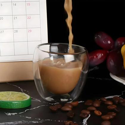 Imagem de Conjunto de 6 Copos de Vidro com Parede Dupla (80ml) - Para Café, Chá e Cerveja