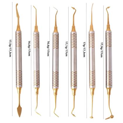 Imagem de Conjunto de 6 Espátulas de Resina Dentária Banhadas a Titânio