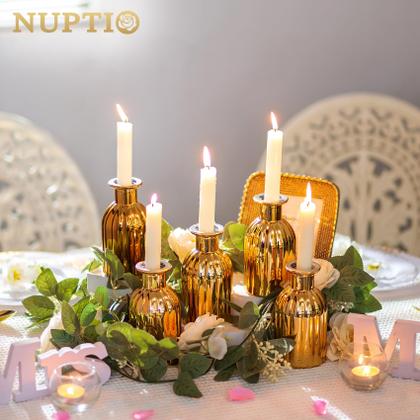Imagem de Conjunto de 6 peças Bud Vases NUPTIO Glass Gold para flores de 14 cm