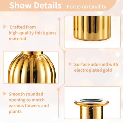 Imagem de Conjunto de 6 peças Bud Vases NUPTIO Glass Gold para flores de 14 cm