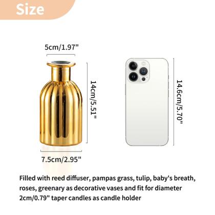 Imagem de Conjunto de 6 peças Bud Vases NUPTIO Glass Gold para flores de 14 cm