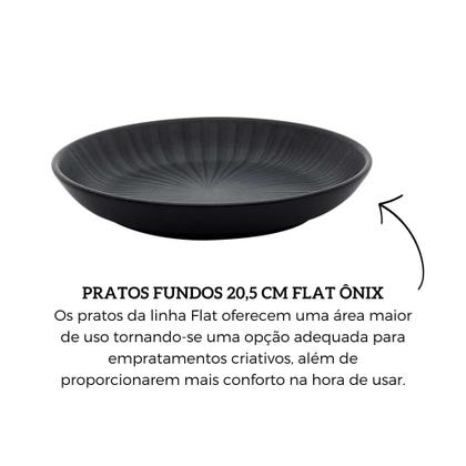 Imagem de Conjunto De 6 Pratos Fundos 20,5 Cm Flat Ônix Oxford