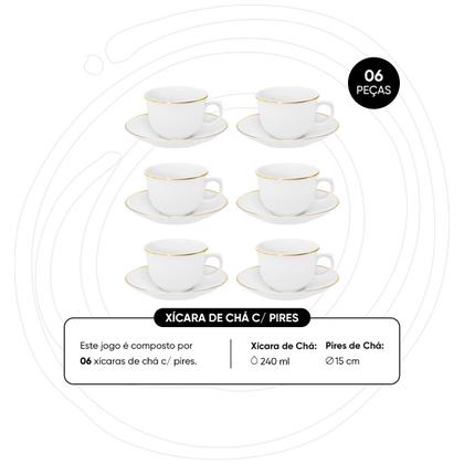 Imagem de Conjunto de 6 Xícaras Grandes 240ml com Pires Flamingo Sofia