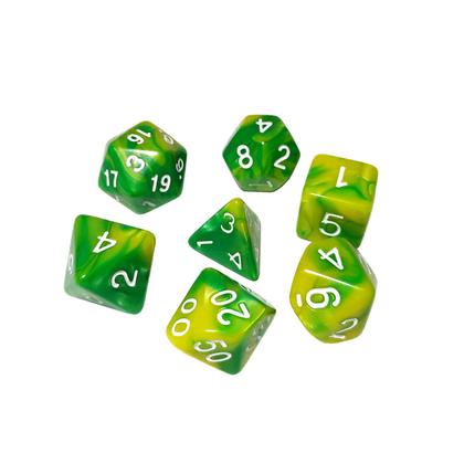 Imagem de Conjunto de 7 dados- Mesclado Verde-Amarelo - RPG