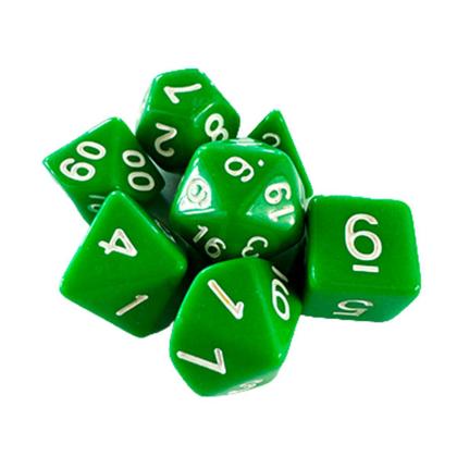 Imagem de Conjunto de 7 Dados RPG  Opaco Verde e Branco  Central