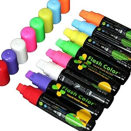 Imagem de Conjunto de 8 Marcadores LED Fluorescentes Apagáveis (5-10mm)