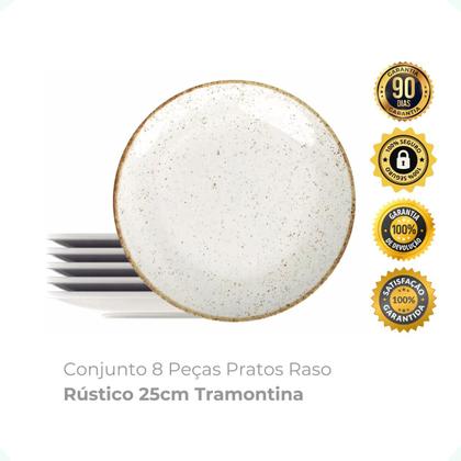 Imagem de Conjunto de 8 Pratos Raso 25cm Rústico Tramontina
