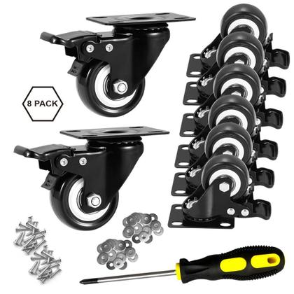Imagem de Conjunto de 8 rodas Caster Wheels ASHGOOB com freio de 2 polegadas
