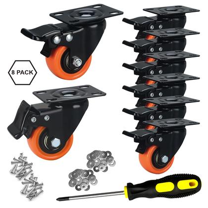 Imagem de Conjunto de 8 rodas Caster Wheels ASHGOOB com freio de 2 polegadas