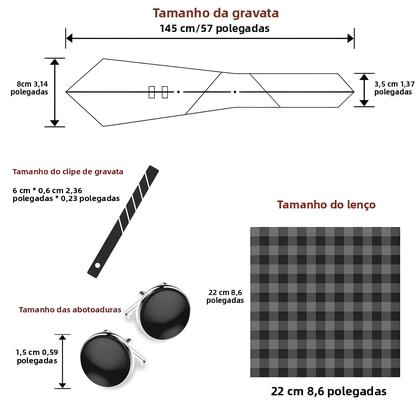 Imagem de Conjunto de Abotoaduras e Gravata com Bolinhas Azuis para Homens - Presente Ideal