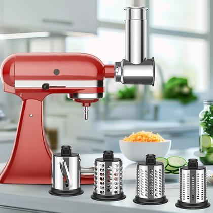 Imagem de Conjunto de acessórios: cortador de aço inoxidável e ralador de queijo para misturador KitchenAid