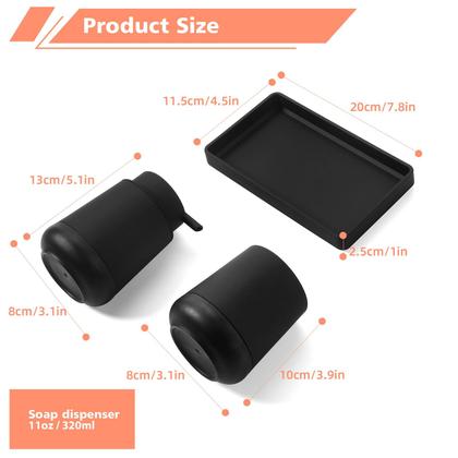 Imagem de Conjunto de acessórios de bancada de banheiro GAHEFY Black com dispensador de sabonete e suporte para escova de dentes