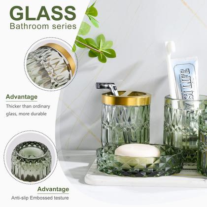 Imagem de Conjunto de acessórios de banheiro LaMarriti Green Glass 5 unidades