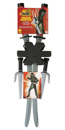 Imagem de Conjunto de acessórios: mochila Rubies Dragon Ninja com espadas e facas