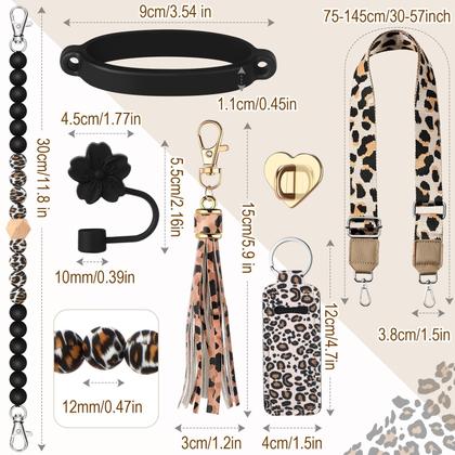 Imagem de Conjunto de acessórios para copos Skylety Leopard Silicone para copo de 240-1180 ml