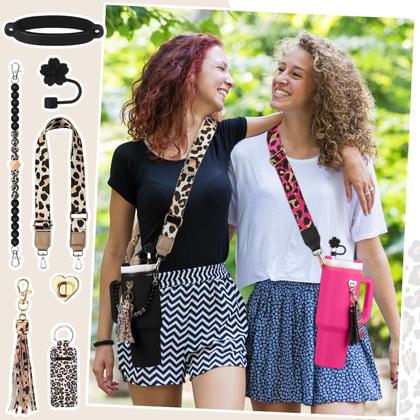 Imagem de Conjunto de acessórios para copos Skylety Leopard Silicone para copo de 240-1180 ml