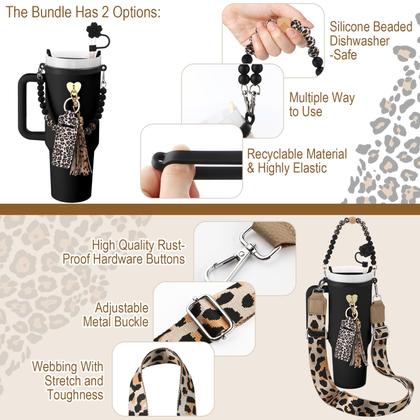 Imagem de Conjunto de acessórios para copos Skylety Leopard Silicone para copo de 240-1180 ml