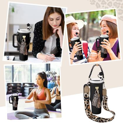 Imagem de Conjunto de acessórios para copos Skylety Leopard Silicone para copo de 240-1180 ml