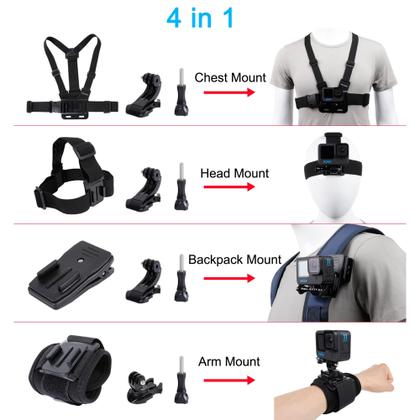Imagem de Conjunto de acessórios para GoPro Hero 13/12/11/10/9/8/7/6/5/4 - PellKing