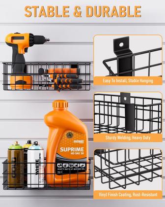 Imagem de Conjunto de acessórios Slatwall INCLY 30PCS com cestos e ganchos