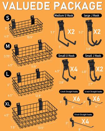 Imagem de Conjunto de acessórios Slatwall INCLY 30PCS com cestos e ganchos