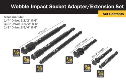 Imagem de Conjunto de Adaptador de Soquete e Extensão Titan Tools 49036 - 6 Peças